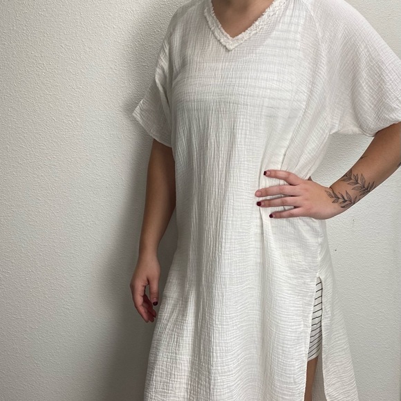 Shein white gauze long boho dress medium large - Picture 2 of 7